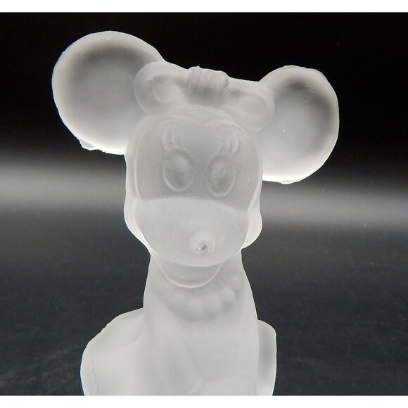 Walt Disney Productions Minnie Mouse Figurine Frosted Glass 5 Inch Italy - Picture 6 of 13